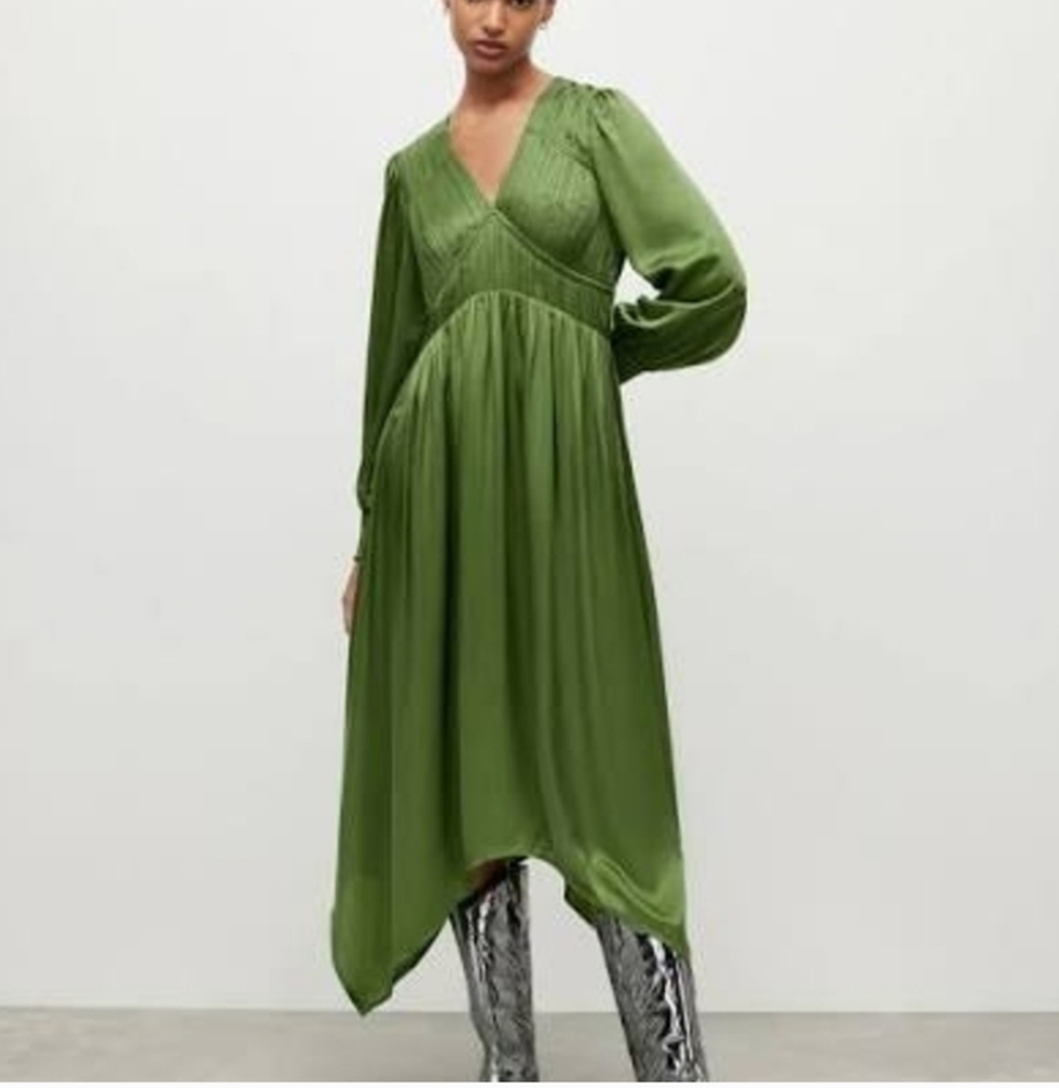 😍All Saints! Asymmetrical Green Dress